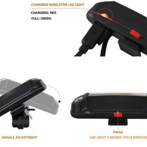 Far stripe, reincarcabil USB, negru - Img 2