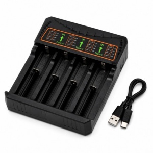 Incarcator Universal pentru Acumulatori Li-ion 4 Sloturi 18650 USB Type-C