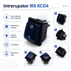 Intrerupator IRS KCD4 16A 250V cu Membrana Cauciuc si LED Alb sau Albastru - Img 5