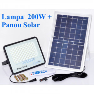 Lampa led 200W cu panou solar si telecomanda