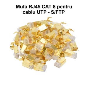 Mufa RJ45 S/FTP CAT 8 Auriu cu Ecranare Metalica - 50 Buc/Set - Img 2