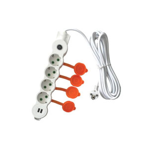 Prelungitor 4 prize schuko, 2 prize USB 2.0, Intrerupator cablu, 3x1mm , 5M