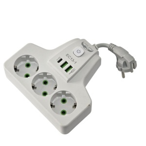 Priza multiplicator Schuko cu 3 prize 220V, 2x USB-A + 1x USB-C, buton ON/OFF, 2500W si protectie - Img 2