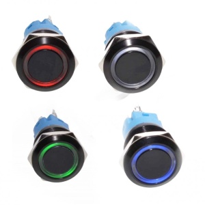 Push buton fara retinere 19mm / 12V cu LED: alb, albastru, verde, negru sau rosu