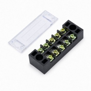 Regleta Electrica cu Contacte din Alama Nichelata, 5 Poli, 15A 600V, cu Capac, TB-1505