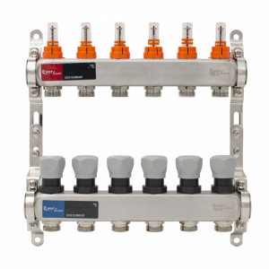 Set distribuitor INOX cu debitmetre 1"- 6 cai