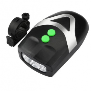Set lanterna cu claxon pentru bicicleta, 3 LED-uri, 3 functii, 250 lm, negru/argintiu