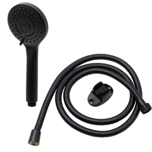 Set para dus 5 functii cu suport si furtun negru mat