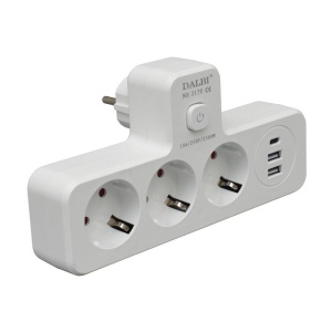 Triplu Stecher Multifunctional cu 2 x Usb QC3.0 - 1PD 20W si Lumina de Veghe - Img 2
