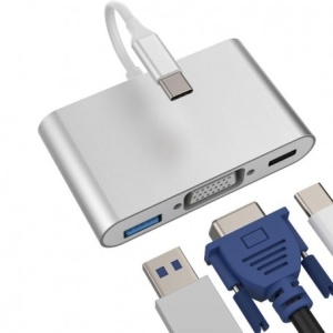 Adaptor 3 in 1 Video Usb Tip-C la VGA-Usb 3.0- Usb Tip-C - Img 2