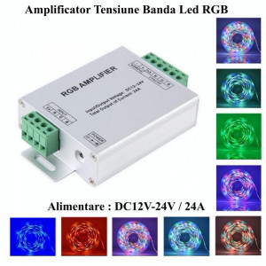 Amplificator tensiune banda led RGB-W ,DC 12-24V / 24A - Img 3