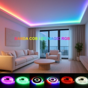 Banda Cob Led Digital Magic RGB 420D - 24V-10mm, Putere 15W/m - Luminozitate RA 90 - Protectie IP 20 - Rola 5m - Img 3