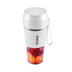 Blender portabil Floria ZLN1720 pentru suc reincarcabil, Capacitate 300 ml, Putere 50W, Lame din otel inoxidabil, Alb