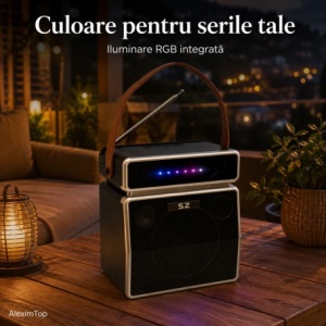 Boxă Portabilă Bluetooth 15W cu Panou Solar, Radio FM SZ-L29 - Img 3