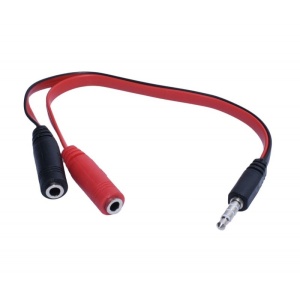 Cablu audio jack 3,5mm tata - 2 x Jack 3,5mm mama, 20cm