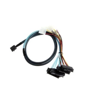 Cablu Mini SAS SFF-8643 la 4 x SAS SFF-8482 + Alimentare Molex, 1m