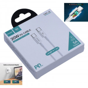Cablu PD fast, USB tip C la USB tip C - 1,2M / 20W - Img 2