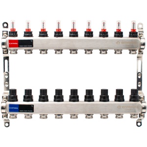 Distribuitor inox cu izolatie si debitmetre 9 cai 1x3/4"
