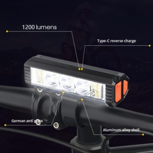 Far bicicletă LED 1200 lumeni, 5 moduri iluminare, USB, waterproof IPX4, carcasă aluminiu, montare ghidon - Img 3
