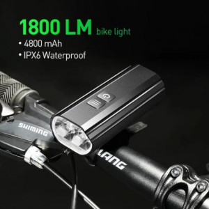 Far profesional Carsons 1800 Lumen bicicleta / trotineta, reincarcabil USB, 5 moduri luminare, aliaj aluminiu, negru