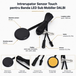 Intrerupator Senzor Touch pentru Banda LED Sub Mobilier - Img 5