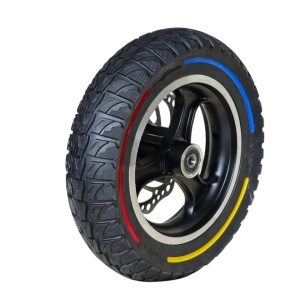 Janta cu disc frana si cauciuc solid plin cramponat trotineta 10 x 2.50 inch - Img 3