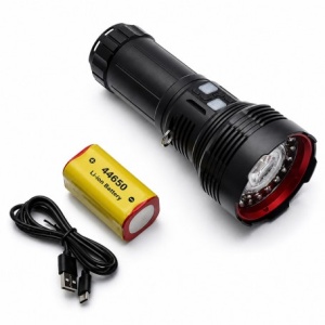 Lanterna Profesionala LED Ultra Puternica cu LED Central Laser, 19 LED-uri, Acumulator 44650, Incarcare Type-C KH-W536
