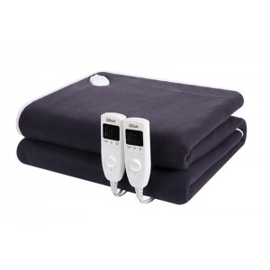 Patura, NEGRU cu incalzire electrica Soft Polar Fleece, Negru Pentru doua persoane 160X140 cm, 2x60 W, Temporizator 1-10 ore, ZILAN