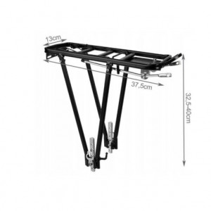 Portbagaj pentru bicicleta , prindere pe spate, din aluminiu, greutate maxima suportata 35 kg, 13 x 37.5cm, negru - Img 3