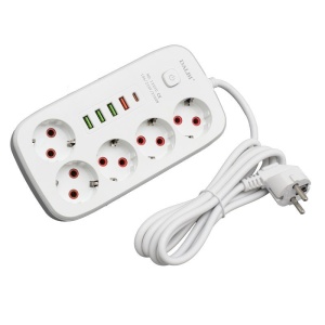 Prelungitor Multifunctional 5 prize - 2m cu 4 x USB 2,1A - PD si Intrerupator - Img 3