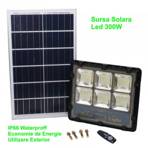 Proiector LED 300W cu panou solar si telecomanda - Img 3