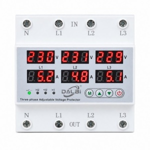 Protector Tensiune Trifazat DALBI 63A, Reglabil, Afișaj Digital