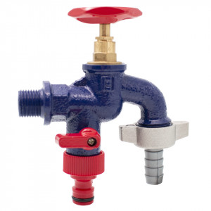 Robinet fonta dublu serviciu cu doua iesiri 1/2"