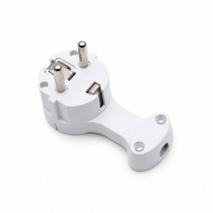 Stecher Schuko 16A 250V Alb cu Inel Tragere, Profil Redus