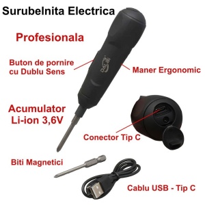 Surubelnita Electrica MINI cu Acumulator 3,6V si Schimbator de Sens - Img 5