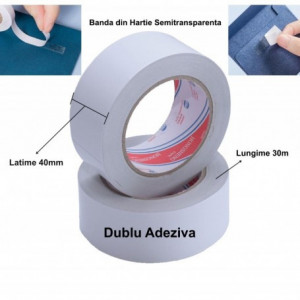 Banda dublu adeziva de hartie 40 mm x 30 m, set 5 role - Img 2