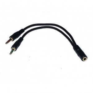 Cablu audio Jack 3,5mm la 2 x Jack 3,5mm tata, 20 cm