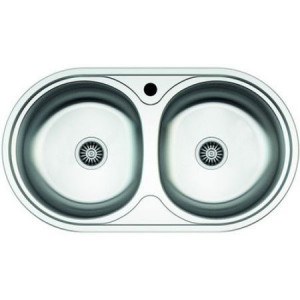 Chiuveta pentru blat ,ovala cu doua cuve , Z-INOX, 43.5x78 cm