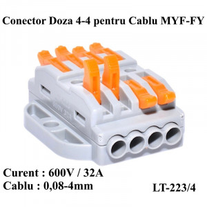 Conector doza 4-4 pentru cablu , LT-223/4