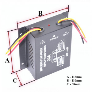 Convertor Auto de Tensiune 24V-12V DC / 20A - Img 3