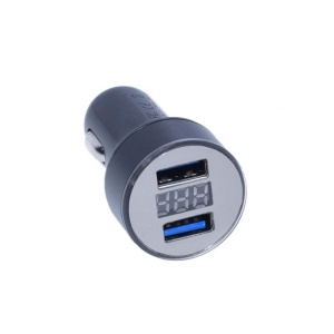 Incarcator auto 2 X USB 3,1A cu voltmetru