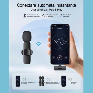 Kit microfoane K9 wireless, USB-C - Img 2