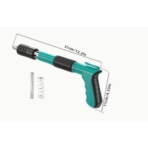 Kit pistol pneumatic pentru cuie, nituri, calibru 7.3 cm cu accesorii de protectie si 100 cuie incluse - Img 3