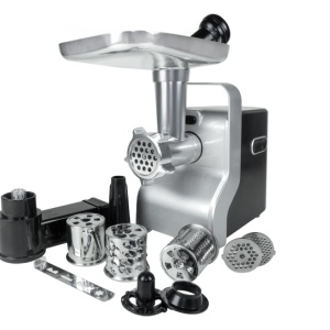 Masina de tocat carne multifunctionala ZILAN ZLN0126, Negru/Gri 2100 W, 3 viteze, Accesorii pentru feliat legume, Accesoriu pentru carnati, Accesorii pentru feliere si maruntire, Cutit inox,