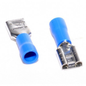 Papuc electric mama albastru 6.3 mm, set 100 de bucati