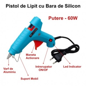 Pistol de Lipit 60W cu Bara Silicon 11mm - Img 6