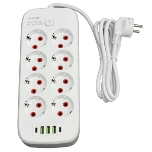 Prelungitor Multifunctional 8 prize - 2m cu 3 x USB 2,1A - 2 x PD si Intrerupator