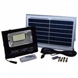 Proiector cu panou solar, senzor de lumina si telecomanda 40W - Img 5