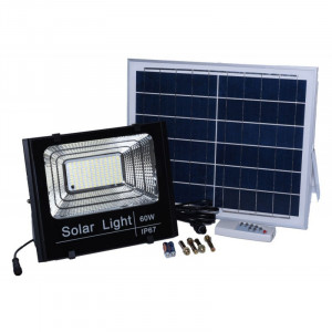 Proiector cu panou solar, senzor de lumina si telecomanda 60W - Img 7
