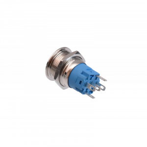 Push buton 5-24V / 19mm cu LED albastru si simbol up - Img 5
